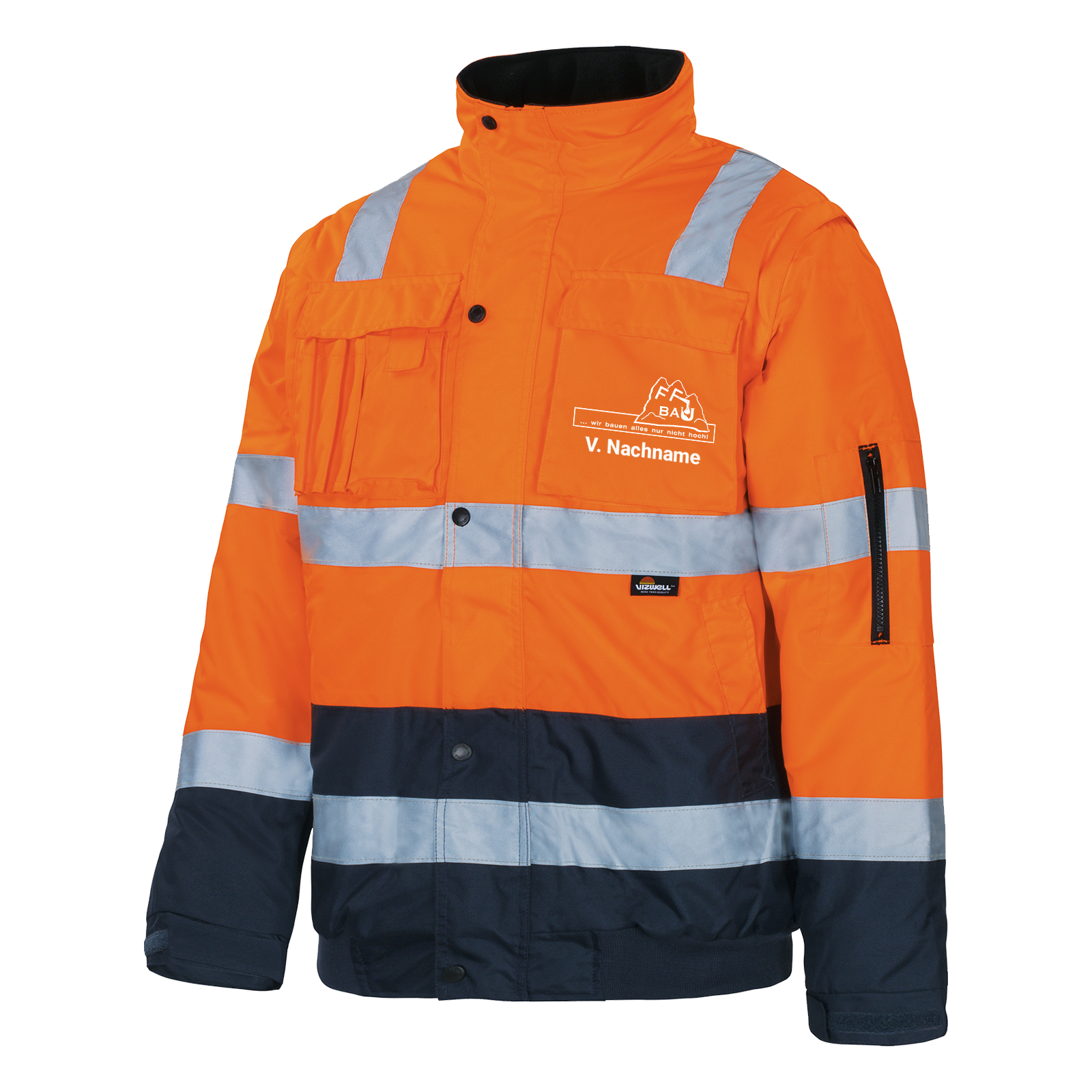 Vizwell Pilotenjacke Leuchtorange-Marine FF-Bau e.K.